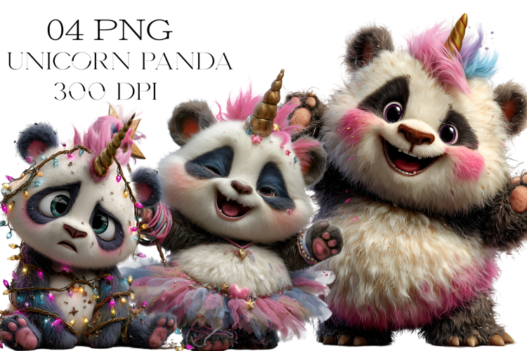 Quirky Unicorn Panda Clipart PNG