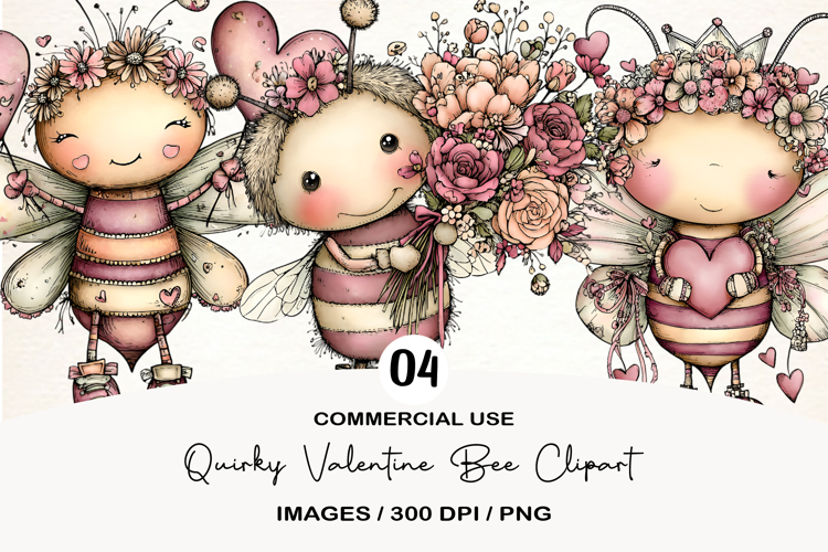 Quirky Valentine Bee Clipart
