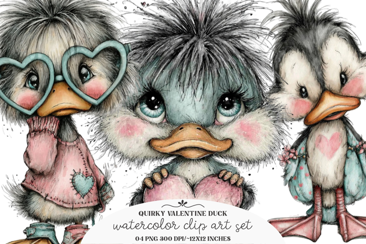Quirky Valentine Day Duck Clipart - Quirky Valentine Day PNG