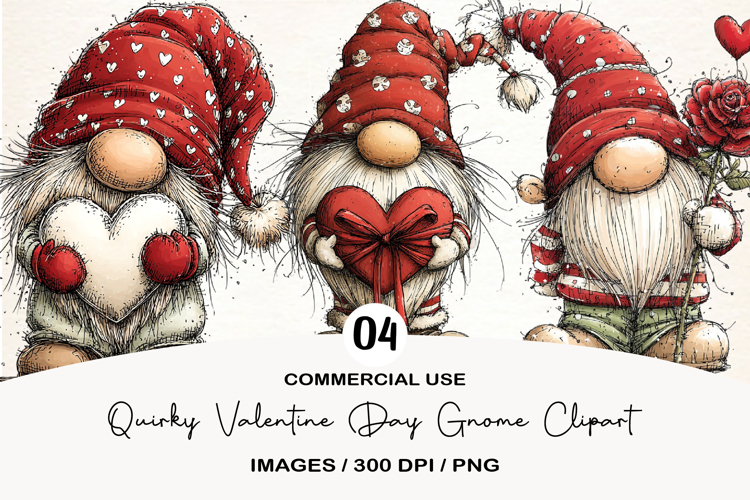 Quirky Valentine Day Gnome Clipart