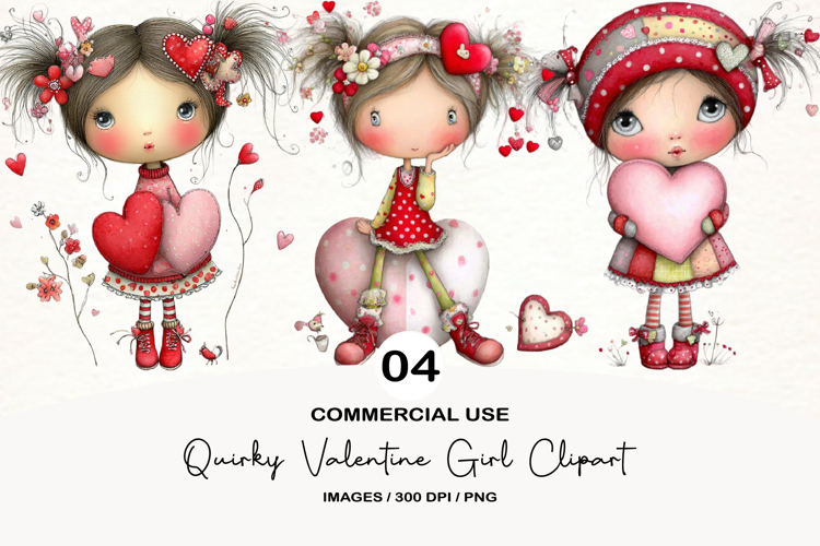 Quirky Valentine Girl Clipart