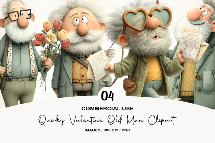 Quirky Valentine Old Man Clipart