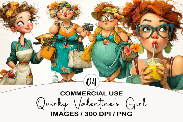 Quirky Valentines Girl Clipart