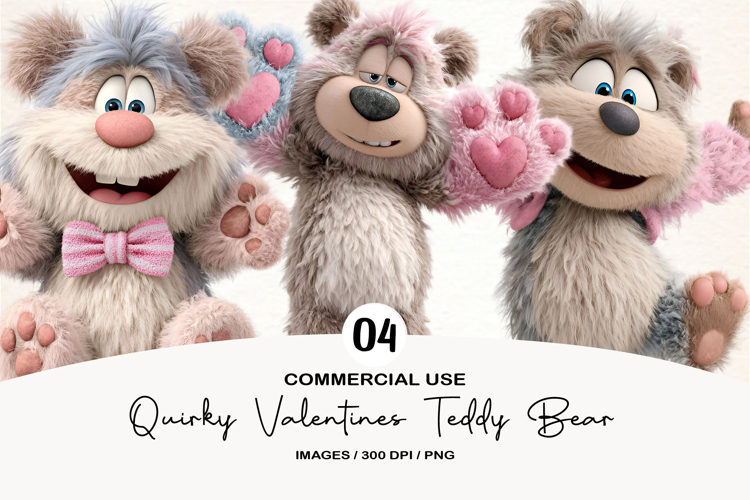 Quirky Valentines Teddy Bear Clipart