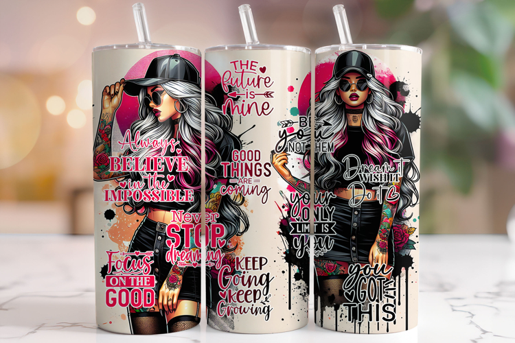 Motivational Quotes Tumbler, Inspirational Tumbler Wrap PNG