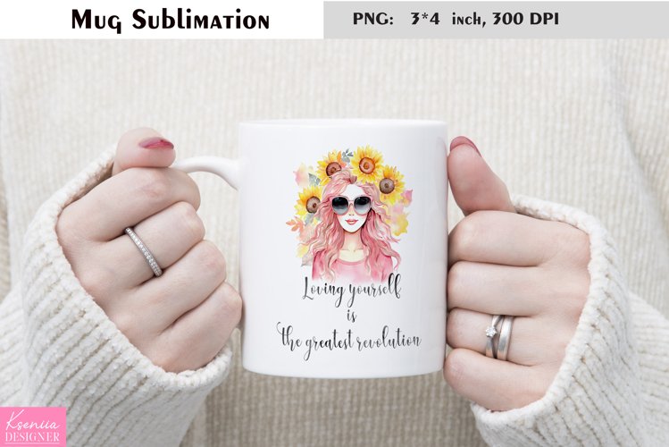 Motivational Quotes|Love Yourself |Mug Sublimation example image 1
