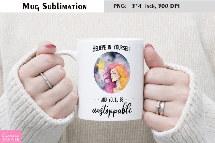 Motivational Quotes|Love Yourself |Mug Sublimation example image 1