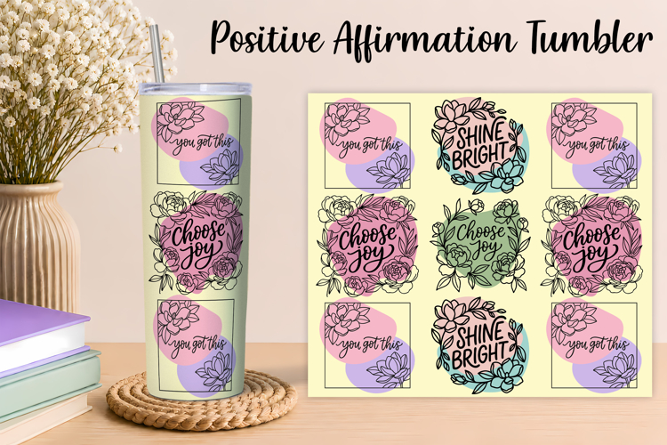 Floral Self Love Tumbler Wrap PNG