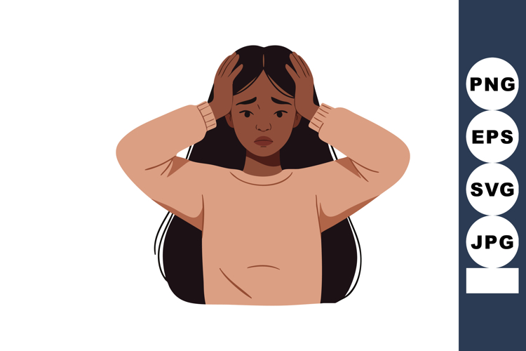 Young woman stressed and worried feeling overwhelmed vector