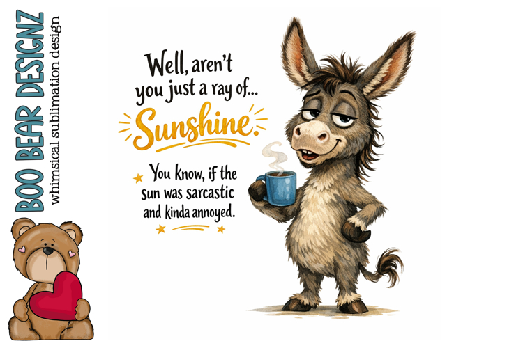 Ray of Sunshine, Funny Farm animal, Donkey Clipart