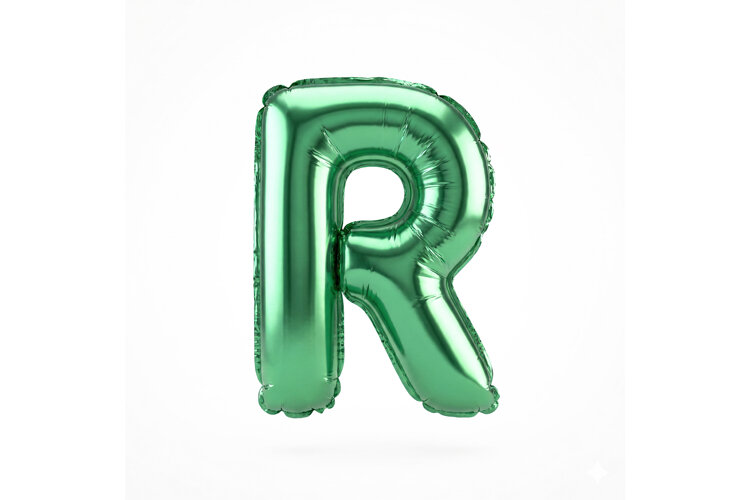Green Metallic Letter R Foil Balloon Party Decoration example image 1