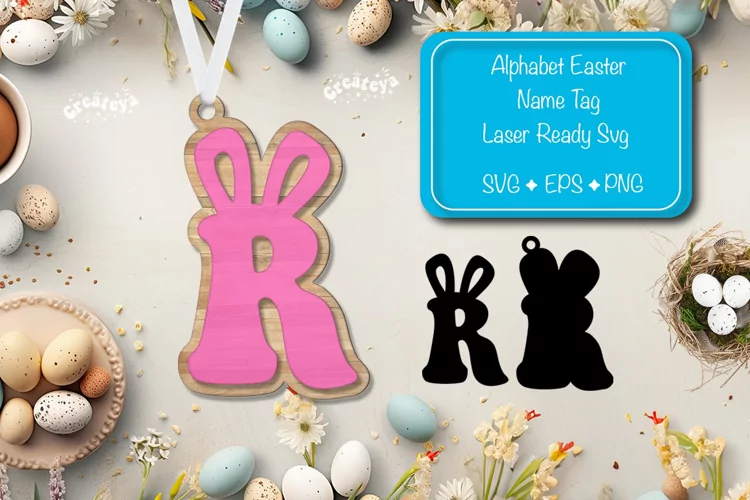 Alphabet Letter R Easter basket tags Easter tag Laser Cut