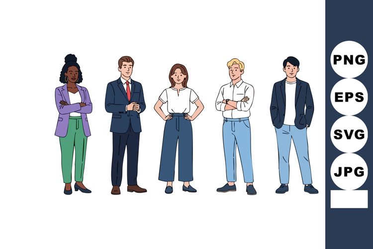 Diverse group of professional people standing with confident