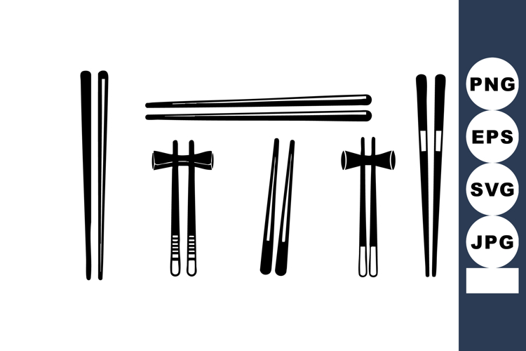 Black Chopsticks Set Asian Eating Utensils Vector Illustrati