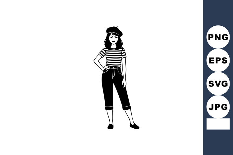 Young Woman Standing Confident Casual Outfit Vector Illustra