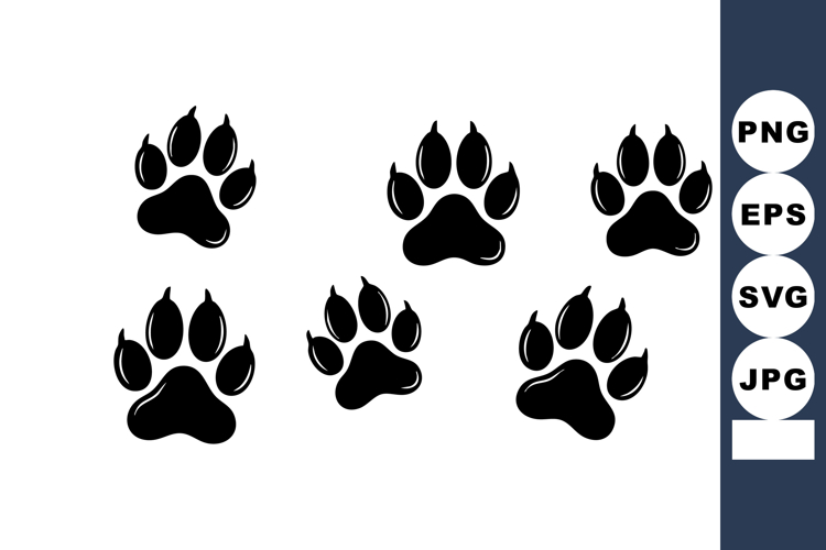 Black Animal Paw Prints Vector Illustration Simple Design