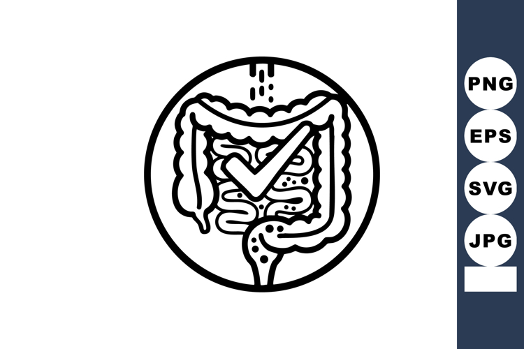 Digestive System Icon With Check Mark Vector