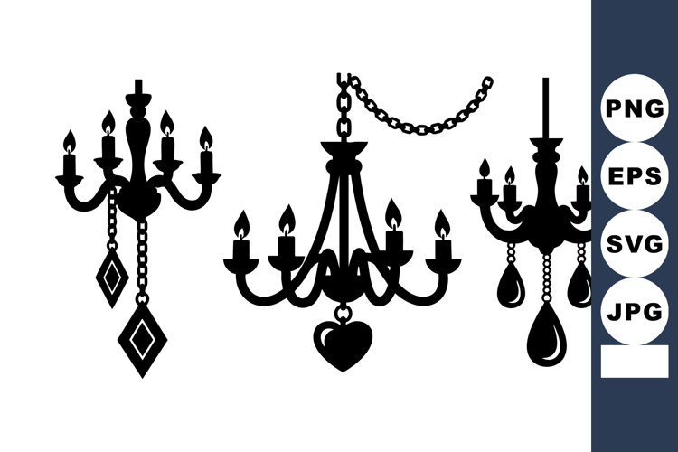 Vintage Style Black Chandelier Vector Illustration
