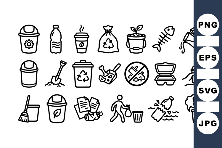 Eco Friendly Waste Management Icon Set Bundle