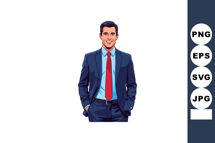 Confident businessman standing with hands in pockets wearing example image 1