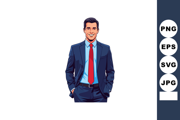 Confident businessman standing with hands in pockets wearing