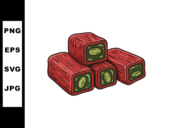 Red Bean Paste Mochi Dessert Illustration with Green Filling example image 1