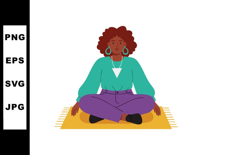 Woman Meditating Clipart Image 16