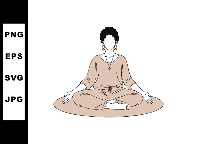 Woman Meditating Clipart Image 15