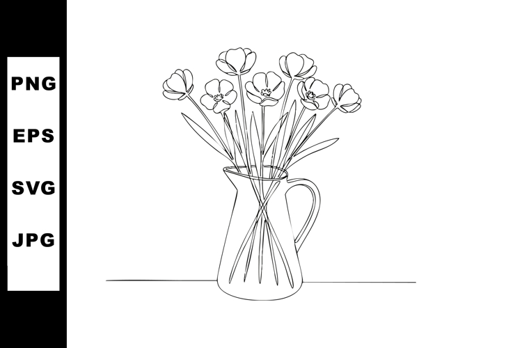 Black And White Flowers Clipart Image 5