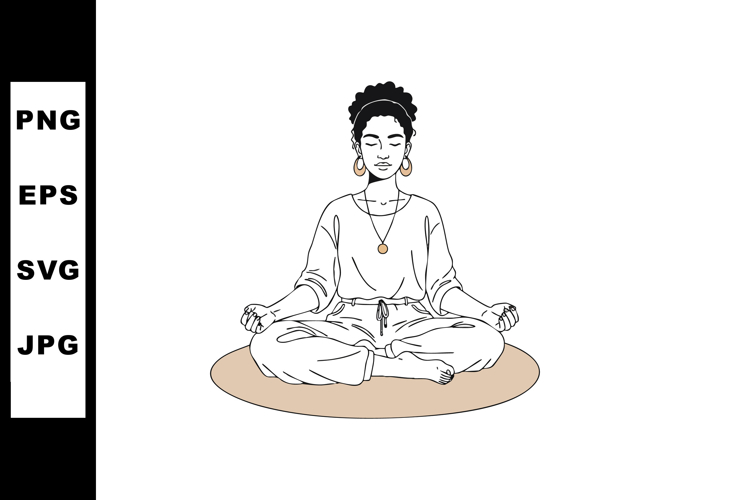 Woman Meditating Clipart Image 13
