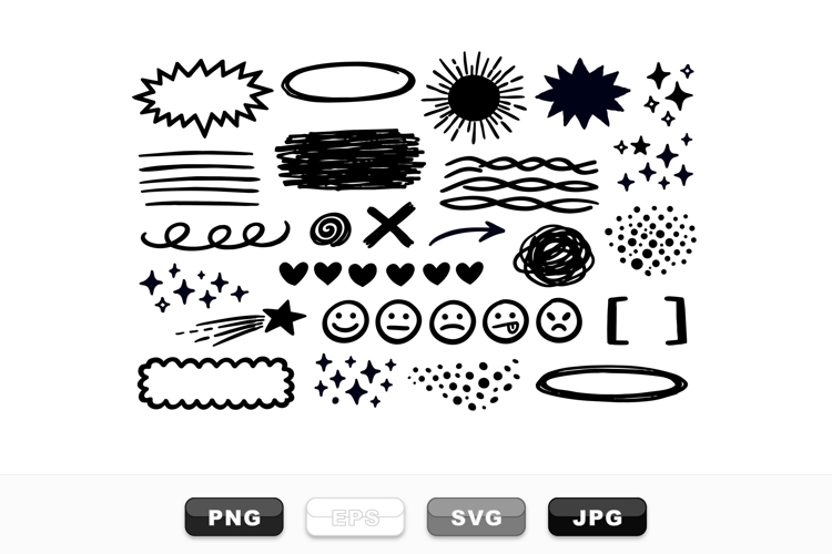 Hand Drawn Doodle Clipart Set for Crafts and Print
