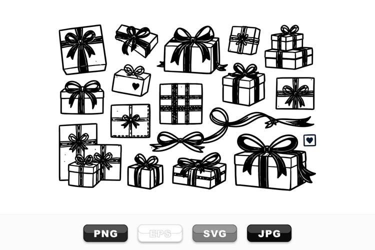 Hand Drawn Gift Box Clipart Bundle For Holidays