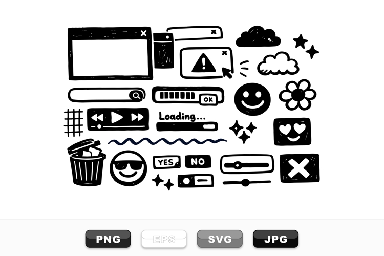 Hand Drawn Vector UI Icon Bundle For Web Design