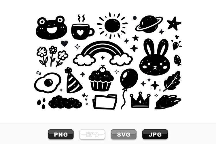 Hand Drawn Cute Doodle Icons Vector Set
