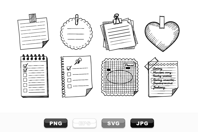 Hand Drawn Note Paper Clipart Bundle for Planners