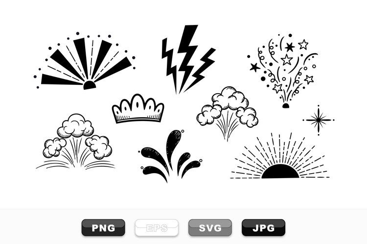 Hand Drawn Retro Burst SVG Elements Bundle