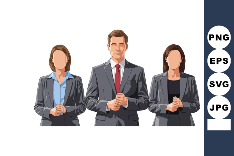Group of business professionals wearing suits and ties stand