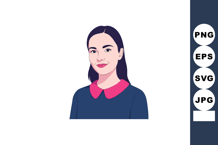 Young woman portrait wearing navy blue sweater with pink col