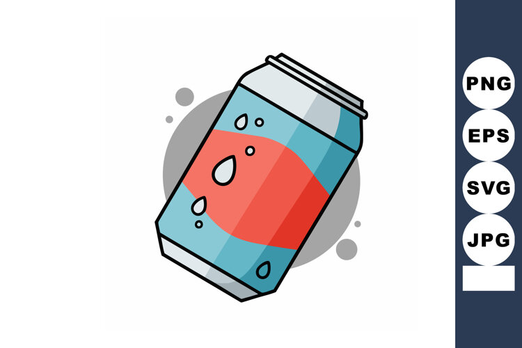 Soft drink soda can with water drops in blue and red colors example image 1