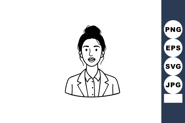 Professional businesswoman avatar in suit and bun hairstyle