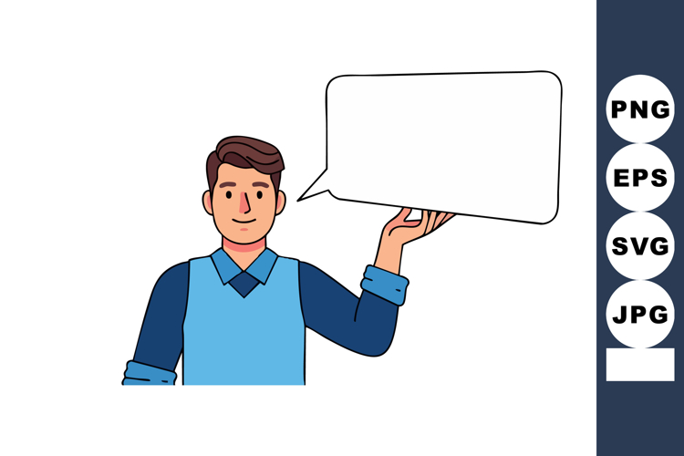 Man holding blank speech bubble vector illustration for comm example image 1