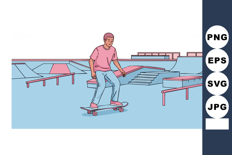 Skateboarder performing tricks on ramps with pink outfit and