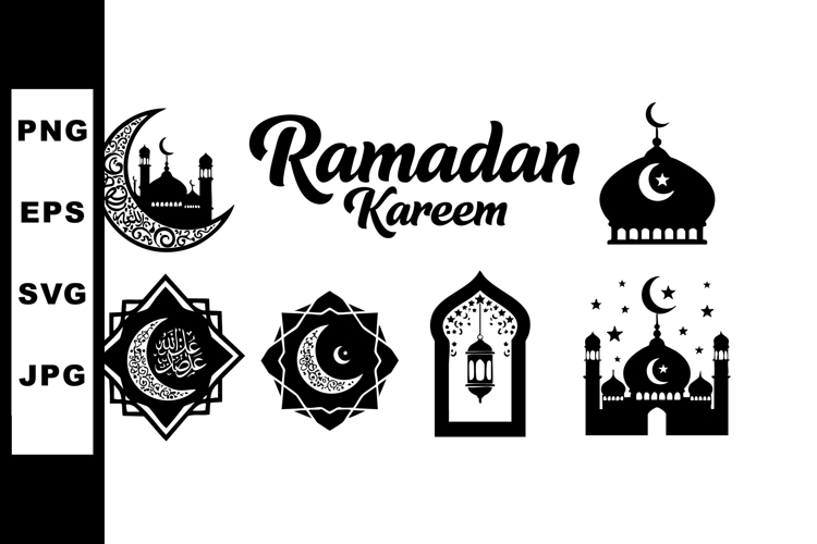 Ramadan Kareem Islamic crescent moon mosque lantern vector i