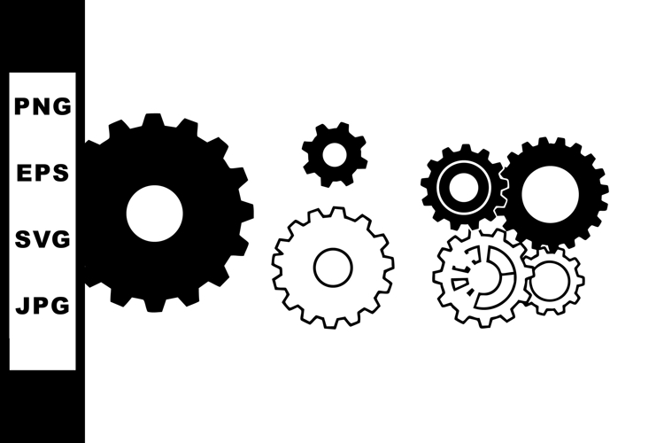 Black and white gear wheels vector design with mechanical co