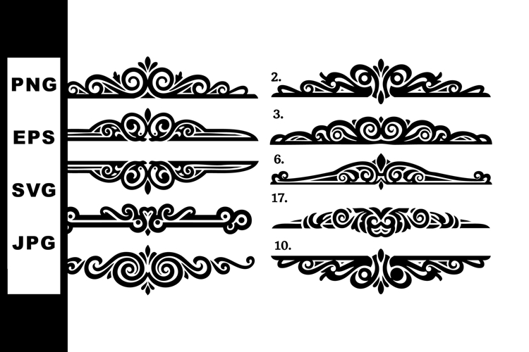 Decorative ornamental border design elements for vintage sty