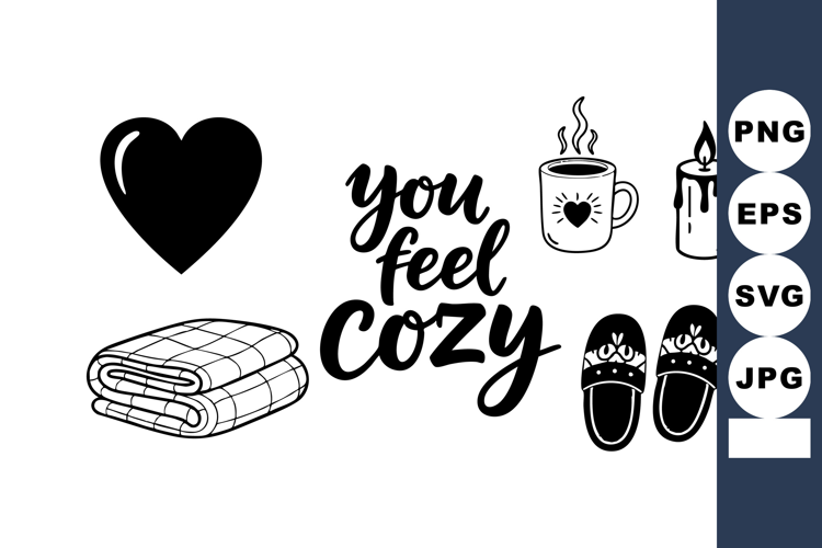 Cozy feeling concept with heart blanket slippers candle and