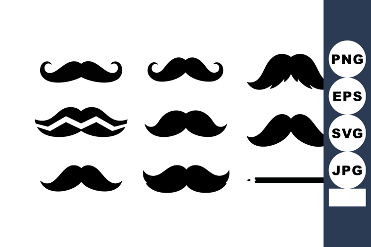 Collection of Various Black Mustache Styles with Straight Ra