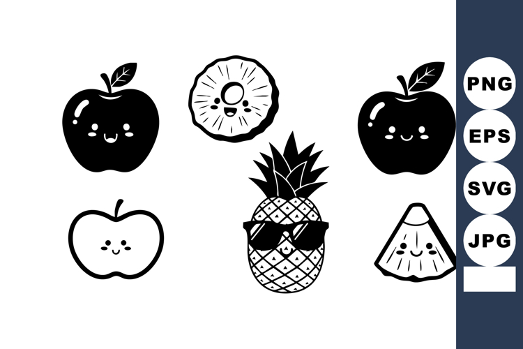 Apple Clipart Black and White Image 9