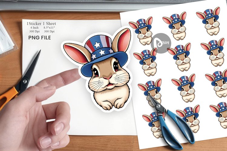 Rabbit Patriotic Sticker