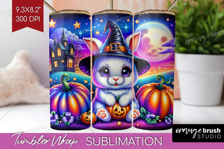 Rabbit Halloween Tumbler Wrap Cute Animal Tumbler PNG